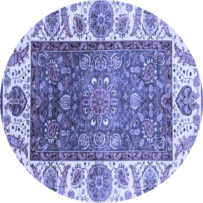 Round Machine Washable Oriental Blue Traditional Rug, wshabs3599blu
