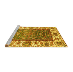 Sideview of Machine Washable Oriental Yellow Traditional Rug, wshabs3599yw