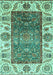 Machine Washable Oriental Turquoise Traditional Area Rugs, wshabs3599turq