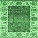 Square Oriental Emerald Green Traditional Rug, abs3599emgrn