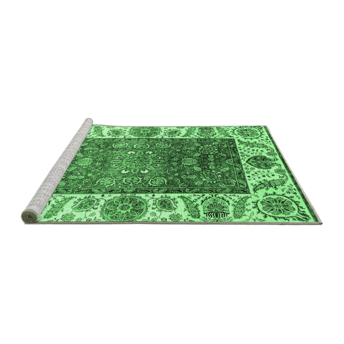 Sideview of Machine Washable Oriental Emerald Green Traditional Area Rugs, wshabs3599emgrn