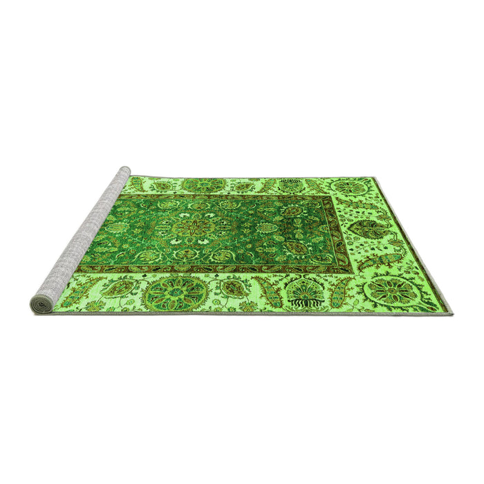Sideview of Machine Washable Oriental Green Traditional Area Rugs, wshabs3599grn