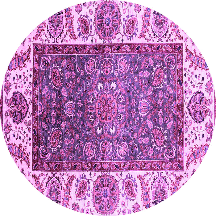 Round Machine Washable Oriental Purple Traditional Area Rugs, wshabs3599pur