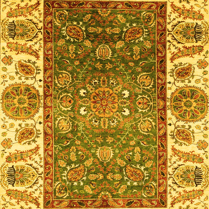 Machine Washable Oriental Yellow Traditional Rug, wshabs3599yw