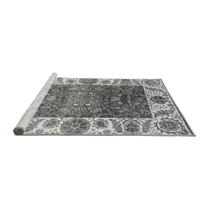 Sideview of Machine Washable Oriental Gray Traditional Rug, wshabs3599gry