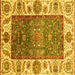 Square Oriental Yellow Traditional Rug, abs3599yw