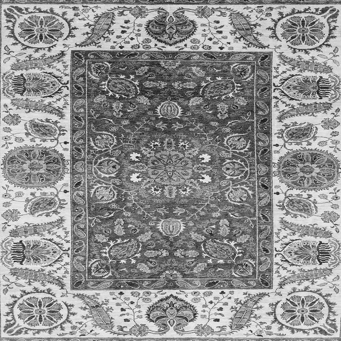 Square Machine Washable Oriental Gray Traditional Rug, wshabs3599gry