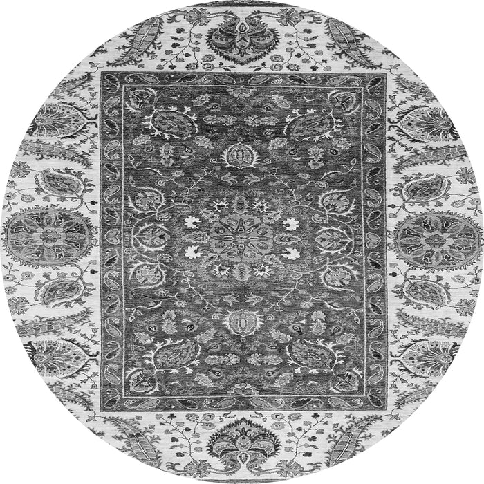 Round Machine Washable Oriental Gray Traditional Rug, wshabs3599gry