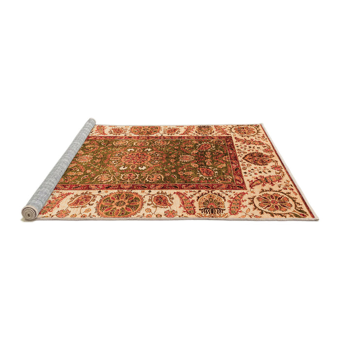 Sideview of Machine Washable Oriental Orange Traditional Area Rugs, wshabs3599org