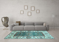 Machine Washable Oriental Light Blue Traditional Rug, wshabs3599lblu