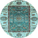 Round Oriental Light Blue Traditional Rug, abs3599lblu