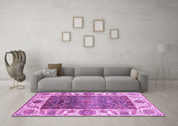 Machine Washable Oriental Purple Traditional Area Rugs in a Living Room, wshabs3599pur