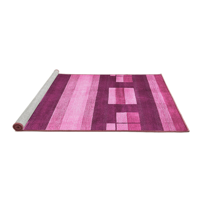 Sideview of Machine Washable Abstract Pink Modern Rug, wshabs359pnk