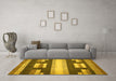 Machine Washable Abstract Yellow Modern Rug in a Living Room, wshabs359yw