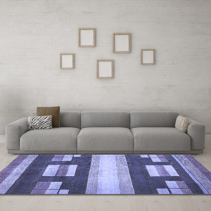 Machine Washable Abstract Blue Modern Rug in a Living Room, wshabs359blu