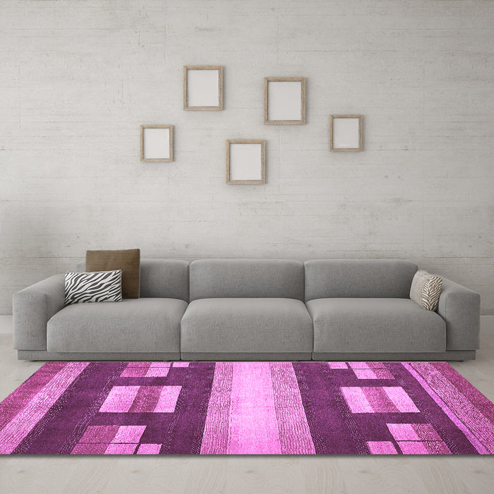 Machine Washable Abstract Purple Modern Area Rugs in a Living Room, wshabs359pur