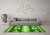 Machine Washable Abstract Green Modern Rug, wshabs359grn