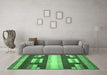 Machine Washable Abstract Emerald Green Modern Area Rugs in a Living Room,, wshabs359emgrn