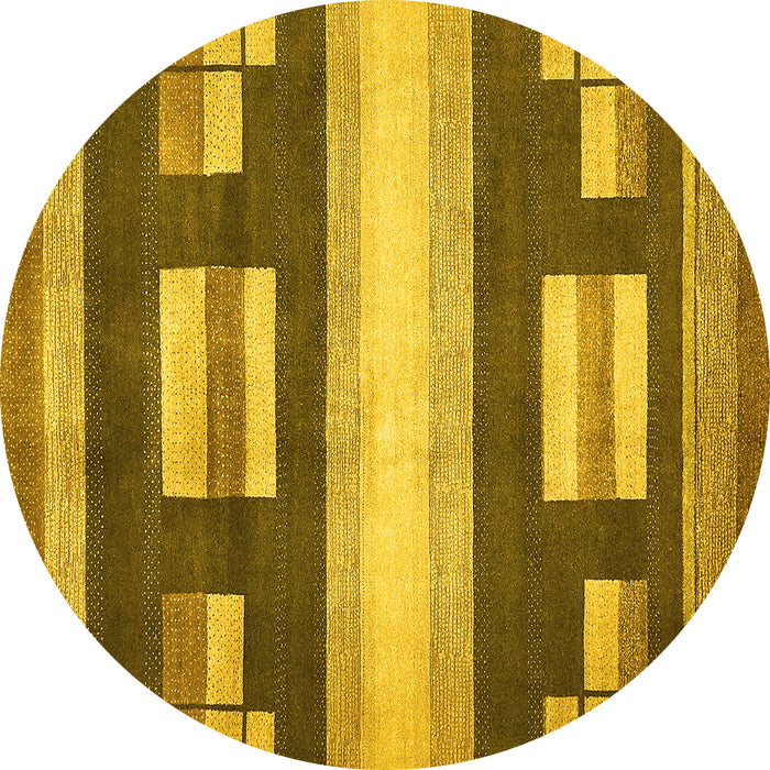 Round Abstract Yellow Modern Rug, abs359yw