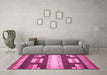 Machine Washable Abstract Pink Modern Rug in a Living Room, wshabs359pnk