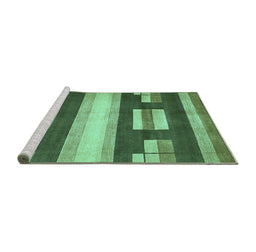Sideview of Machine Washable Abstract Turquoise Modern Area Rugs, wshabs359turq