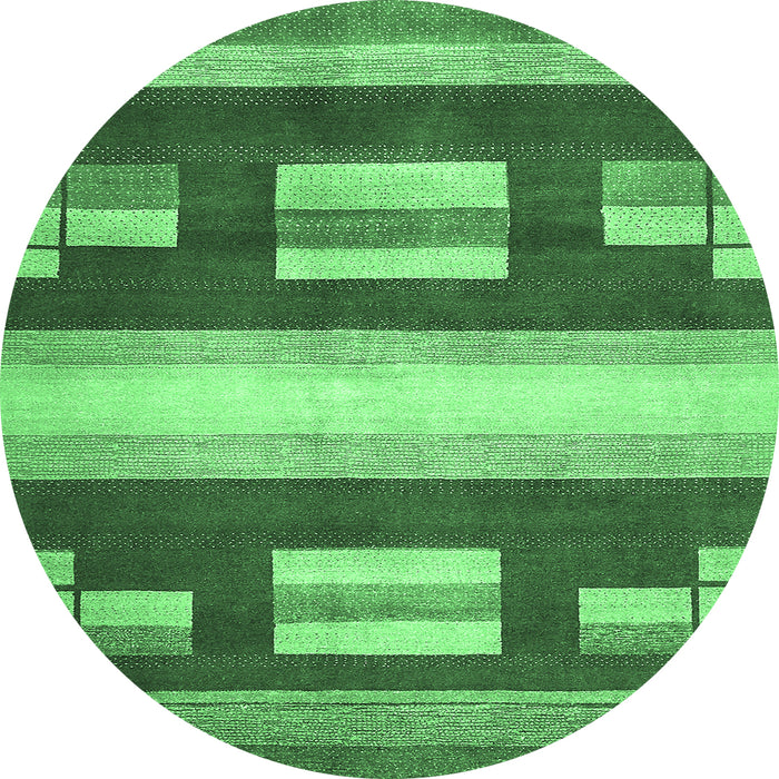 Round Abstract Emerald Green Modern Rug, abs359emgrn
