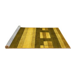 Sideview of Machine Washable Abstract Yellow Modern Rug, wshabs359yw