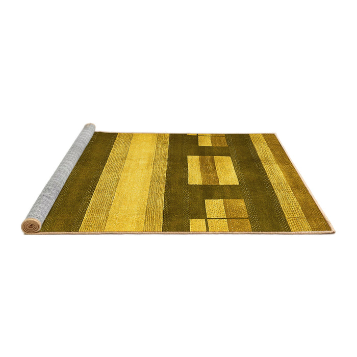 Sideview of Machine Washable Abstract Yellow Modern Rug, wshabs359yw
