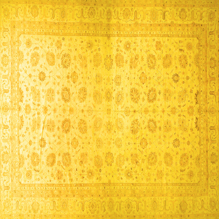 Square Machine Washable Oriental Yellow Traditional Rug, wshabs35yw