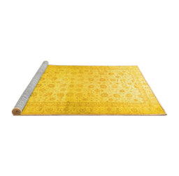 Sideview of Machine Washable Oriental Yellow Traditional Rug, wshabs35yw