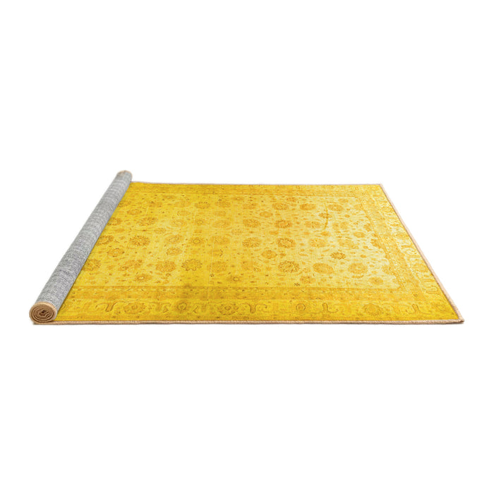 Sideview of Machine Washable Oriental Yellow Traditional Rug, wshabs35yw