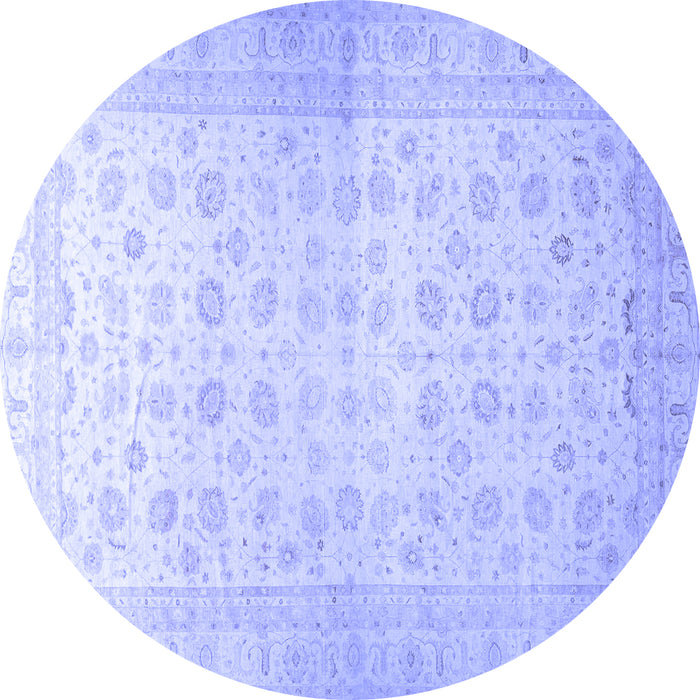 Round Machine Washable Oriental Blue Traditional Rug, wshabs35blu