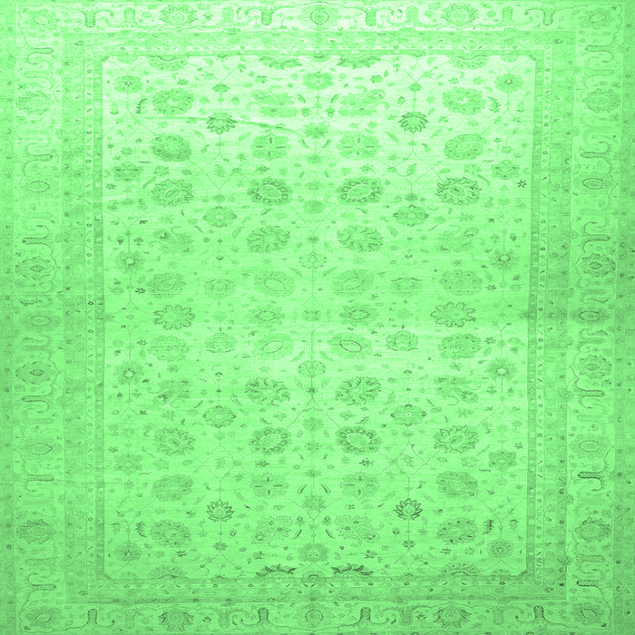 Square Machine Washable Oriental Emerald Green Traditional Area Rugs, wshabs35emgrn