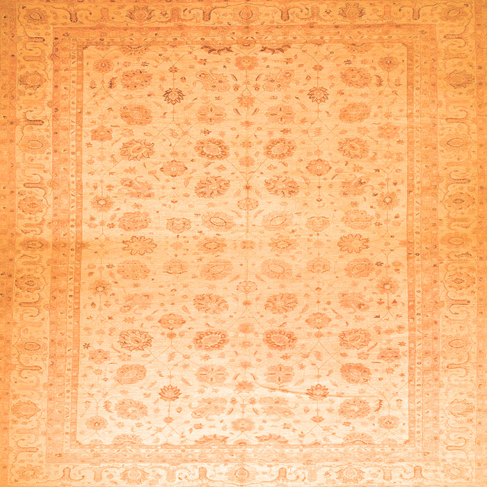 Square Machine Washable Oriental Orange Traditional Area Rugs, wshabs35org