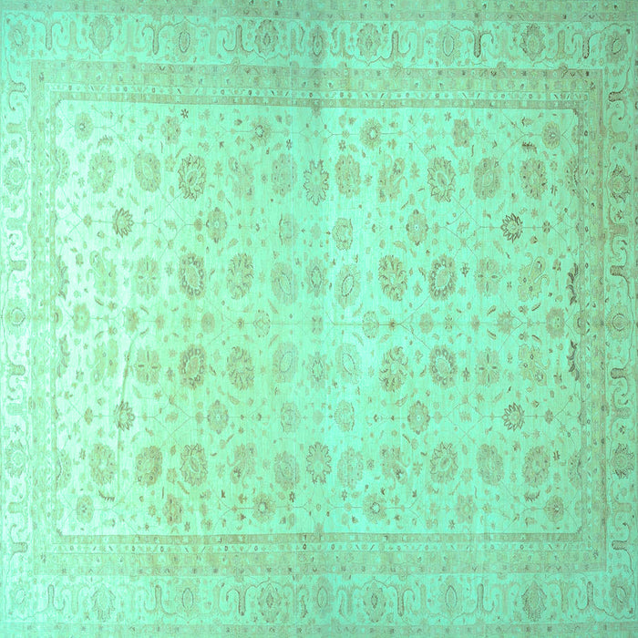 Square Oriental Turquoise Traditional Rug, abs35turq