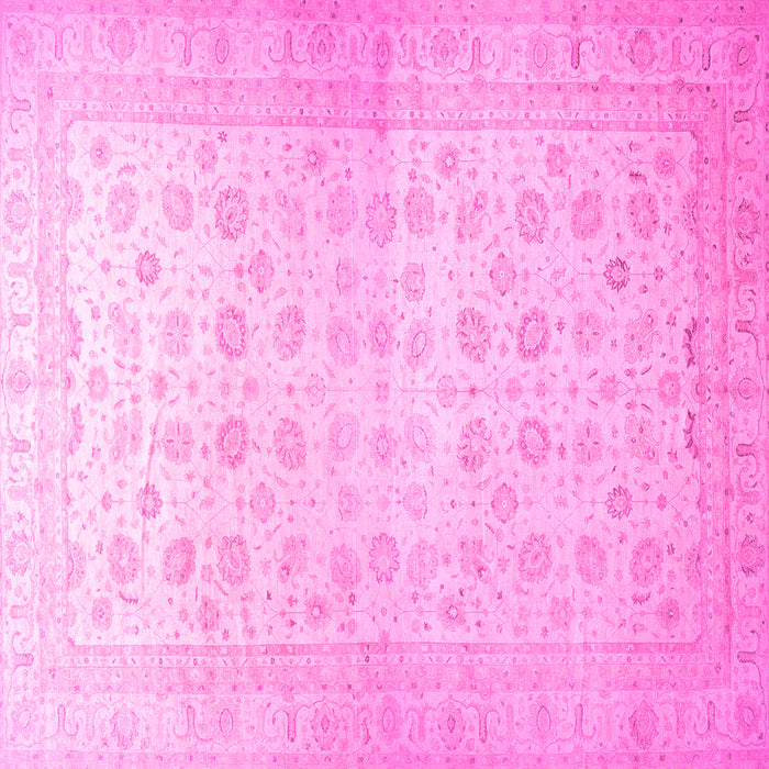 Square Machine Washable Oriental Pink Traditional Rug, wshabs35pnk