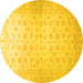 Round Oriental Yellow Traditional Rug, abs35yw