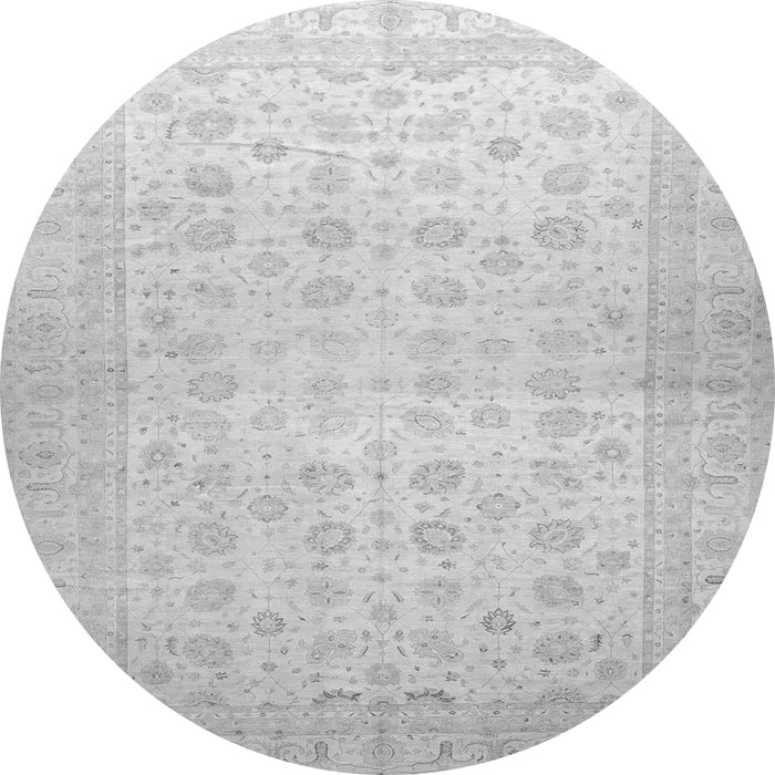 Round Machine Washable Oriental Gray Traditional Rug, wshabs35gry