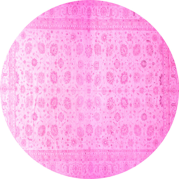 Round Oriental Pink Traditional Rug, abs35pnk