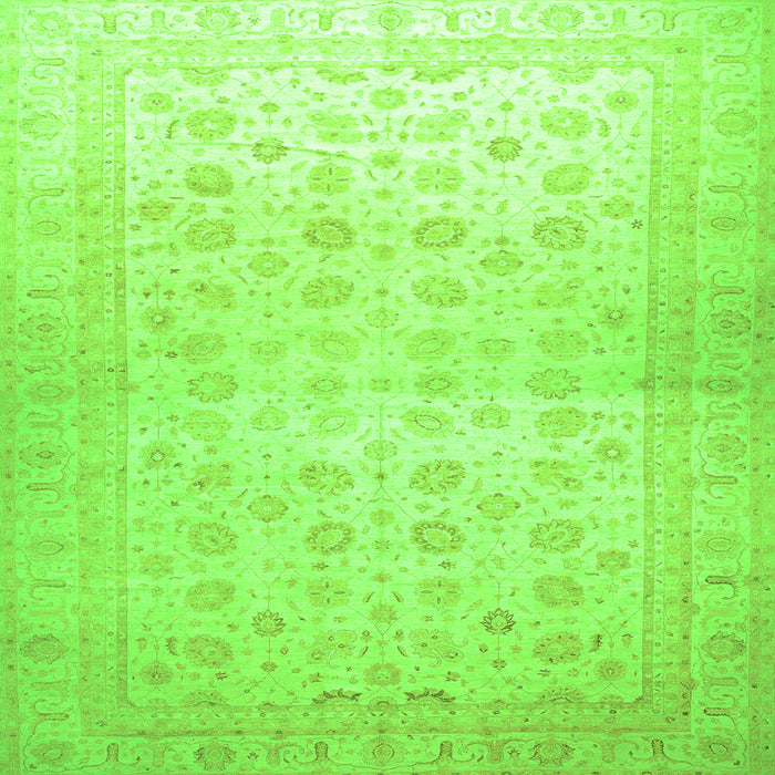 Square Machine Washable Oriental Green Traditional Area Rugs, wshabs35grn
