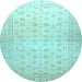 Round Oriental Light Blue Traditional Rug, abs35lblu