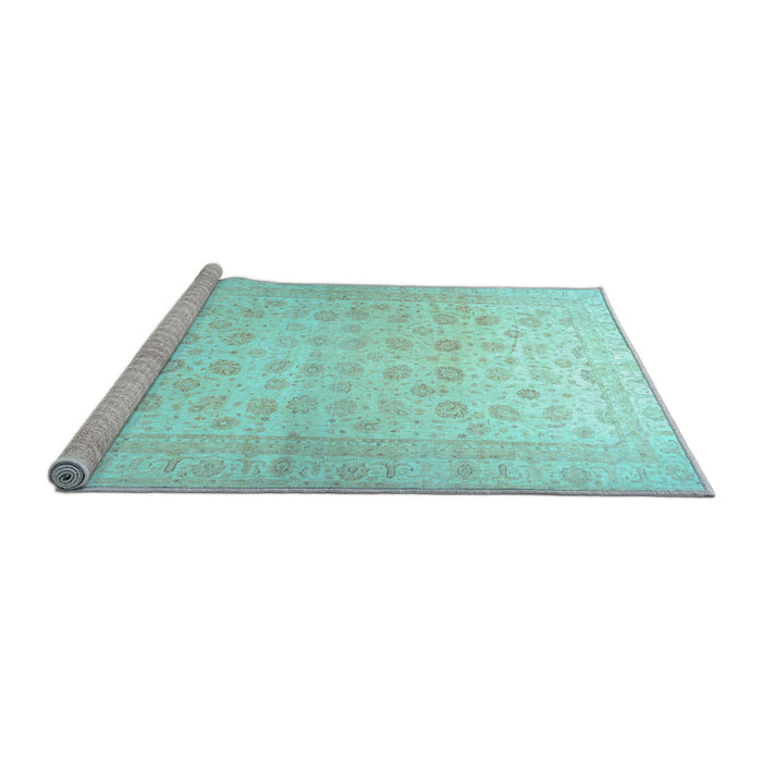 Sideview of Machine Washable Oriental Light Blue Traditional Rug, wshabs35lblu