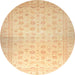 Round Abstract Mustard Yellow Oriental Rug, abs35