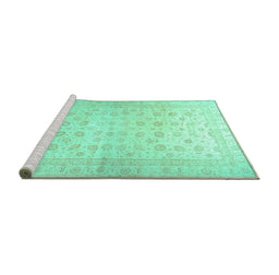 Sideview of Machine Washable Oriental Turquoise Traditional Area Rugs, wshabs35turq