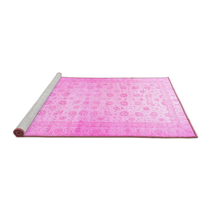 Sideview of Machine Washable Oriental Pink Traditional Rug, wshabs35pnk