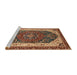 Sideview of Machine Washable Abstract Saffron Red Rug, wshabs3600