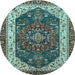 Round Abstract Light Blue Modern Rug, abs3600lblu