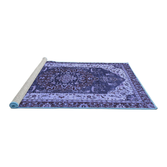 Sideview of Machine Washable Abstract Blue Modern Rug, wshabs3600blu