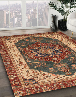 Abstract Saffron Red Modern Rug in Family Room, abs3600