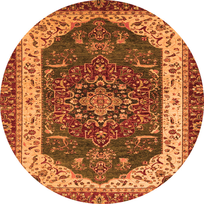 Round Abstract Orange Modern Rug, abs3600org